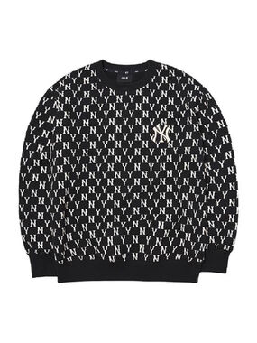 Men's MLB New York Yankees LOGO Sweatshirt Top Black & White MENS L